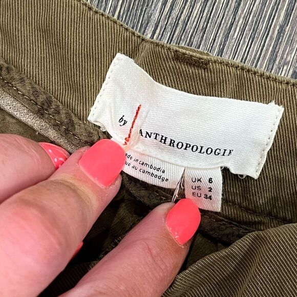 Anthropologie Kelyn Pleated City Shorts High Rise Relaxed Fit Moss Green Size 2 - Picture 4 of 6